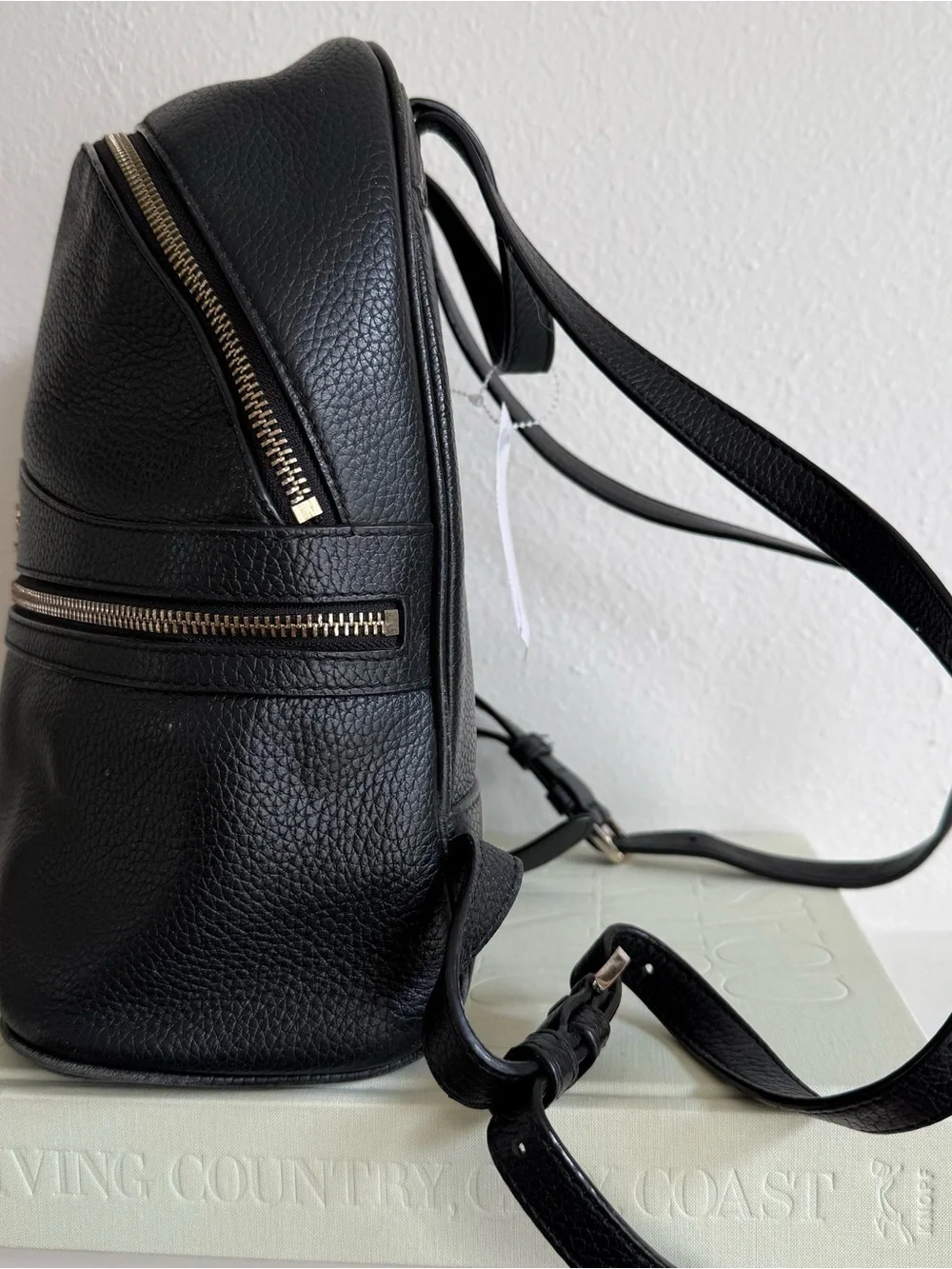 kate spade Karina Black Leather Small Backpack with Gold Hardware